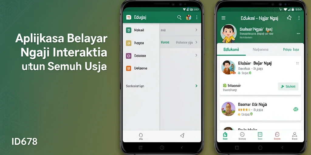 Tampilan antarmuka aplikasi Belajar Ngaji yang interaktif dan edukatif.