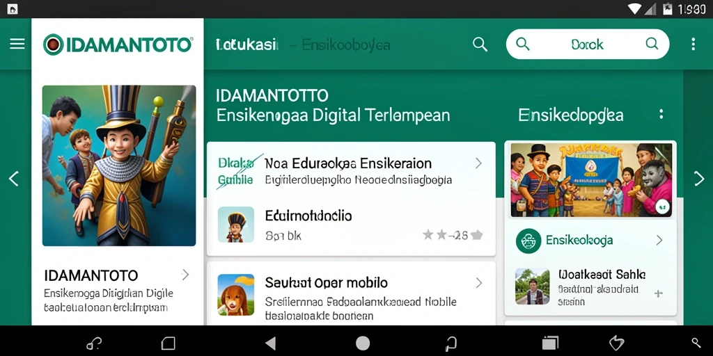 Tampilan antarmuka aplikasi Ensiklopedia IDAMANTOTO yang modern.
